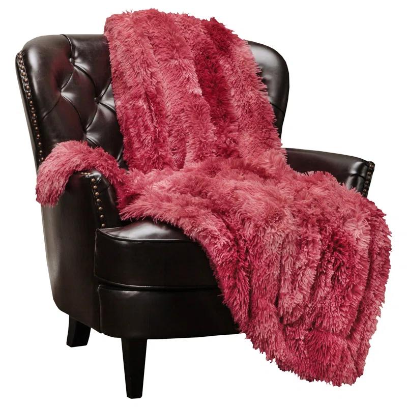 Chanasya Wolf Faux Long Fur Throw Blanket - Soft, Fuzzy Throw Blanket - 50" x 65” - Dark Gray