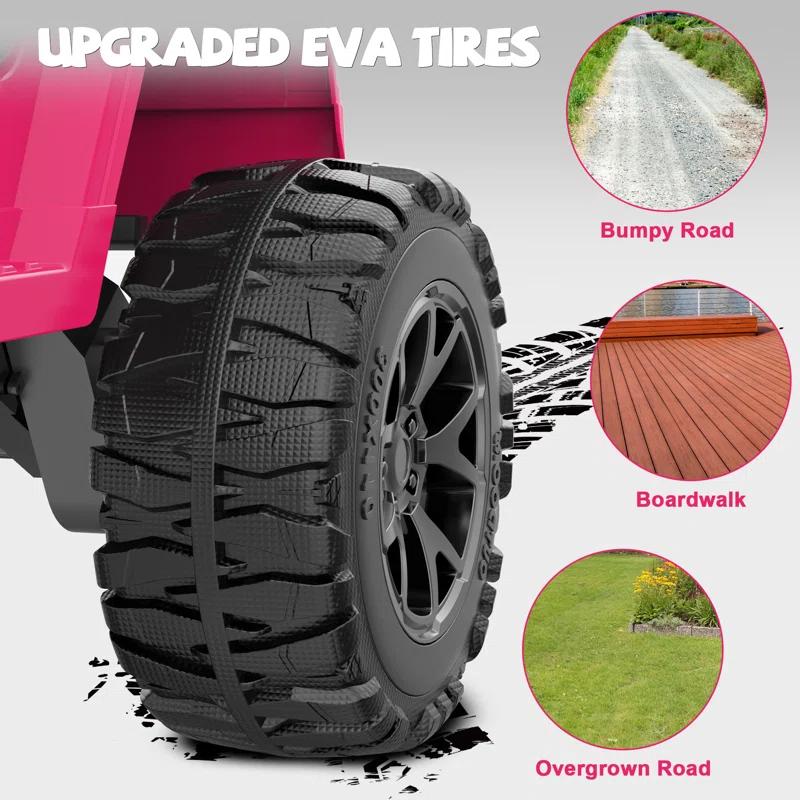 DEARAUTO DearAuto 24v Kids Ride On Car With Eva Tires, 4x75w Motors, Four Wheel Suspension, 3 Adjustable Speed, Mp3, Bluetooth,powered Ride On Truck For Kids