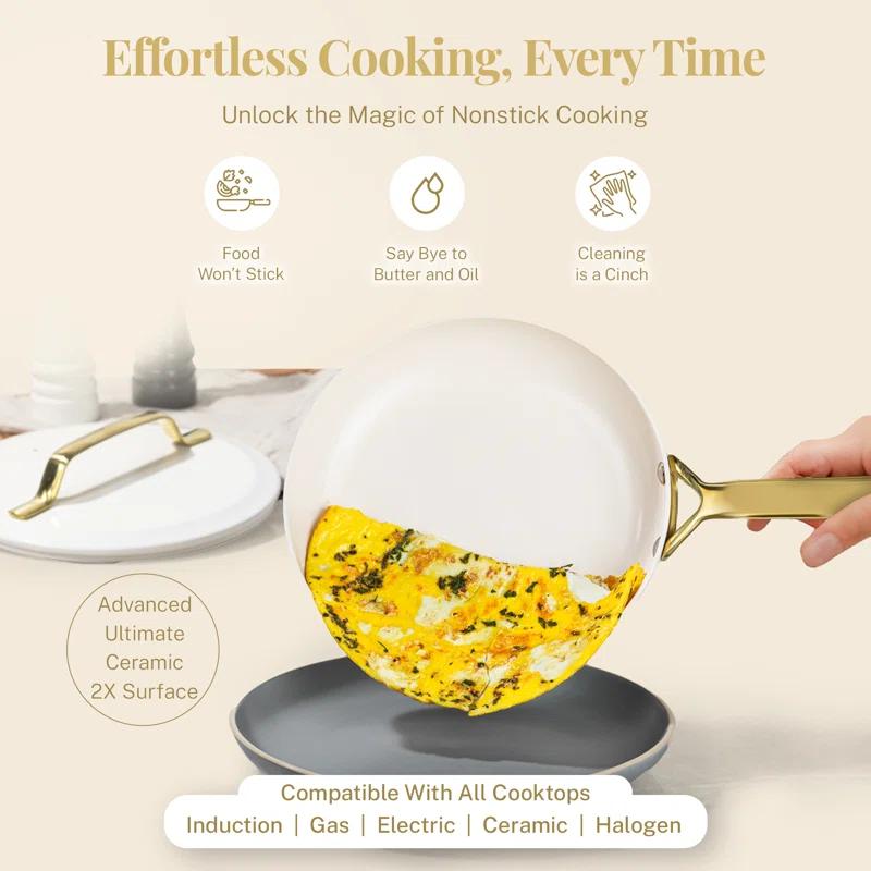 Gotham Steel Gotham Steel Modern Collection 11 Pc Cream Nonstick Cookware Set