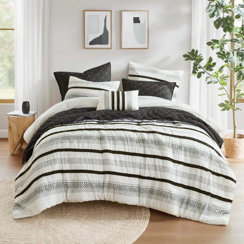 Carolina 7 Piece Stripe Comforter And Quilt Set