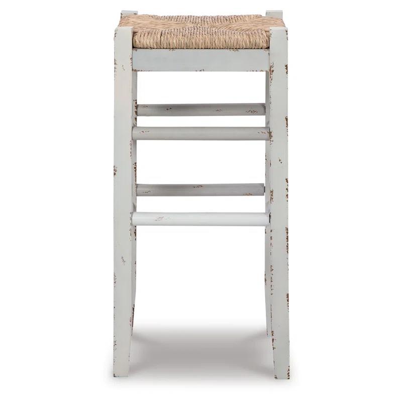 Benjara Anya Stool, Woven Seagrass Seat, Wood Frame (Set of 2)