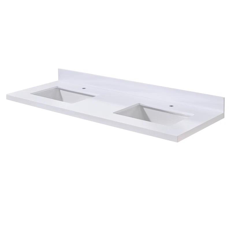 61'' Stone Double Bathroom Vanity Top with Sink