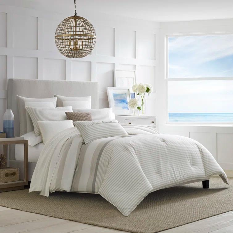Nautica Nautica Saybrook Beige Button Throw Pillow