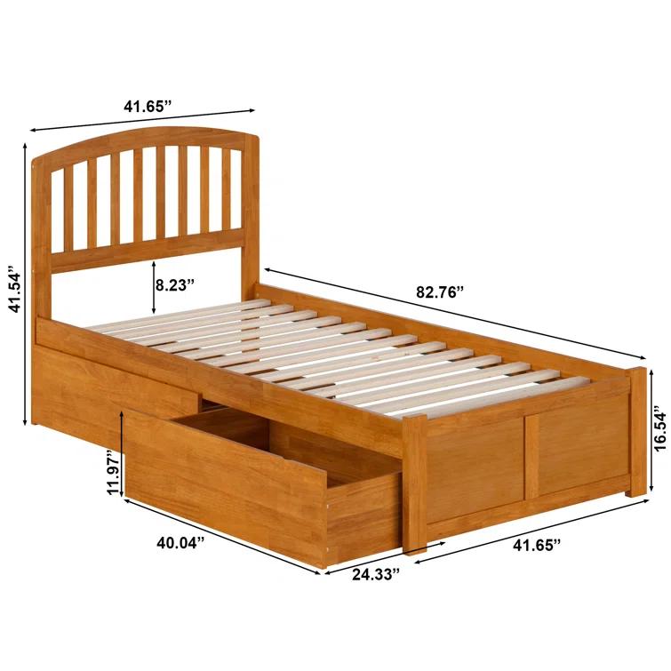 AFI Furnishings Richmond Solid Wood Platform Bed with Panel Footboard and Storage Drawers