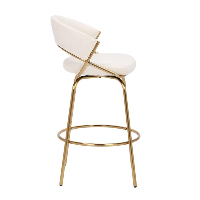 George Oliver Lakyia Swivel Upholstered Counter Stool with Metal Frame (Set of 2)