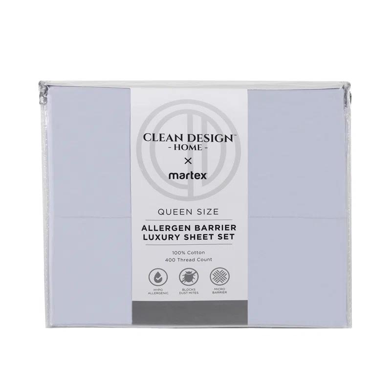CLEAN DESIGN HOME Clean Design Home x Martex 400 Thread Count Satin Anti-Allergen Sheet Set