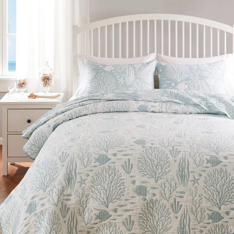 Greenland Home Fashions Coastal Paradise Jacquard Coverlet Set