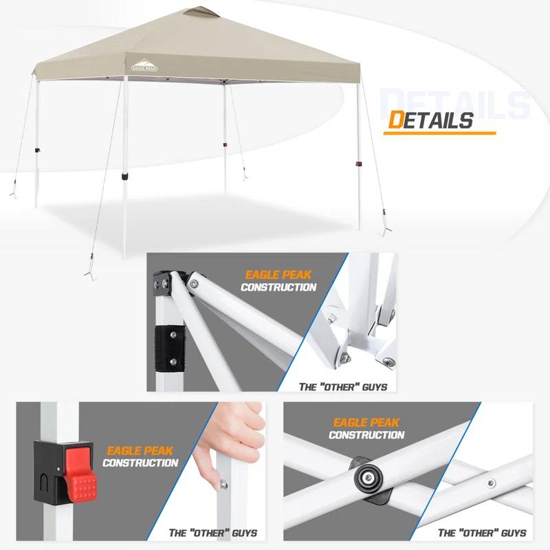EAGLE PEAK Pop Up Canopies 10 Ft. W x 10 FT. D Metal Party Tent Canopy