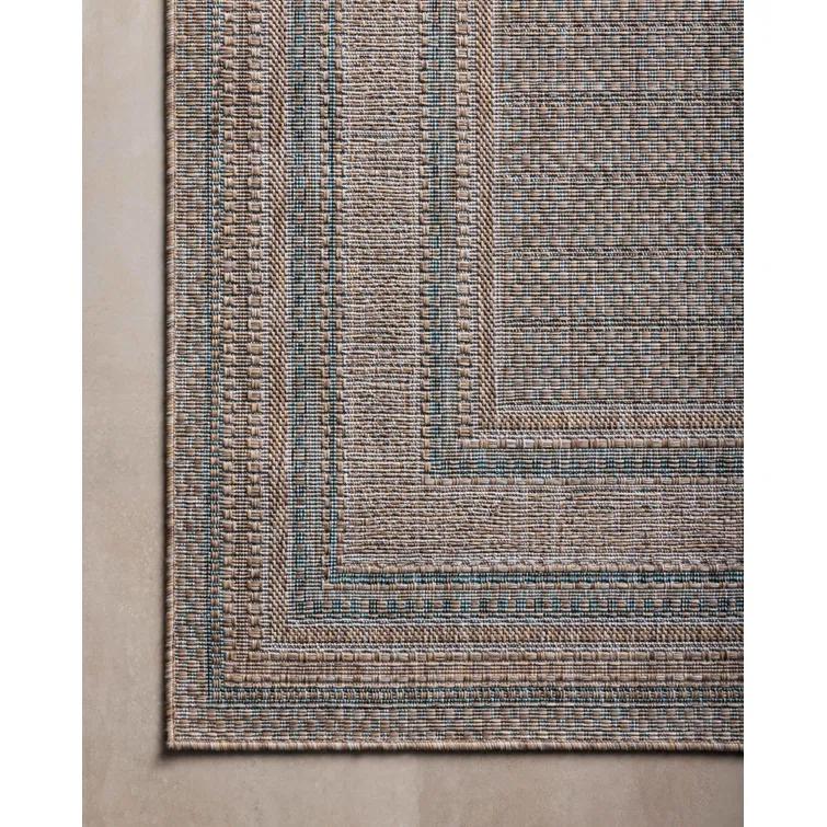 Topanga III Indoor / Outdoor Rug by Amber Lewis x Loloi - Natural and Teal / 7'10" x 10'