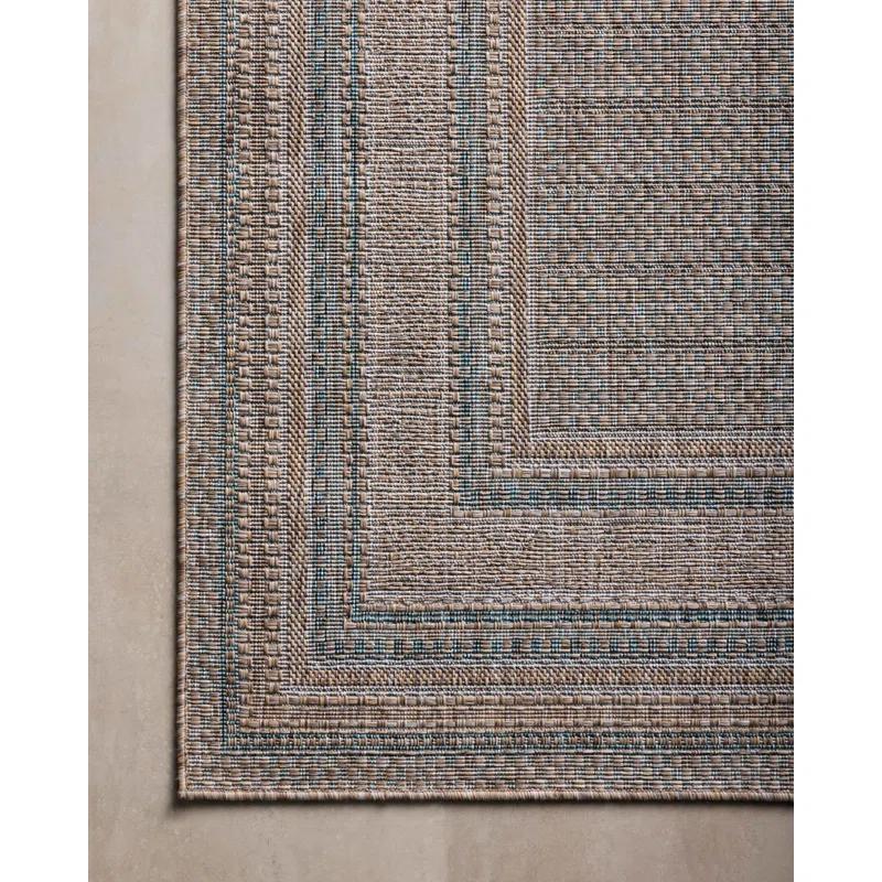 Topanga III Indoor / Outdoor Rug by Amber Lewis x Loloi - Natural and Teal / 7'10" x 10'