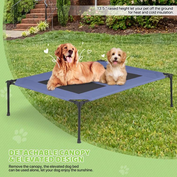 Tucker Murphy Pet™ Elevated Dog Bed With Canopy, Outdoor Dog Cot With Removable Canopy Shade Tent, Raised Pet Cot