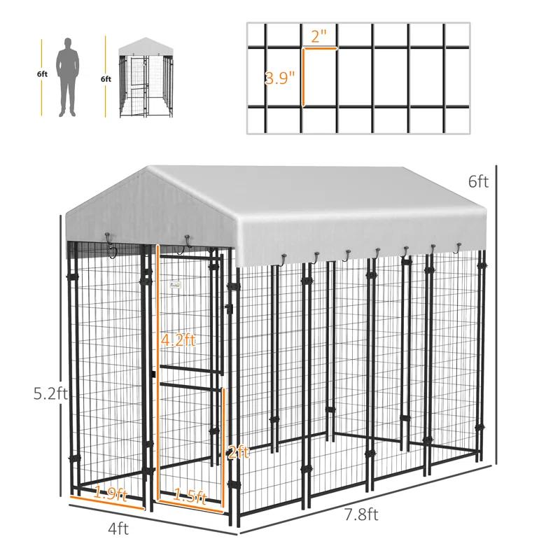 72'' H Galvanized Steel Yard Kennel With Door