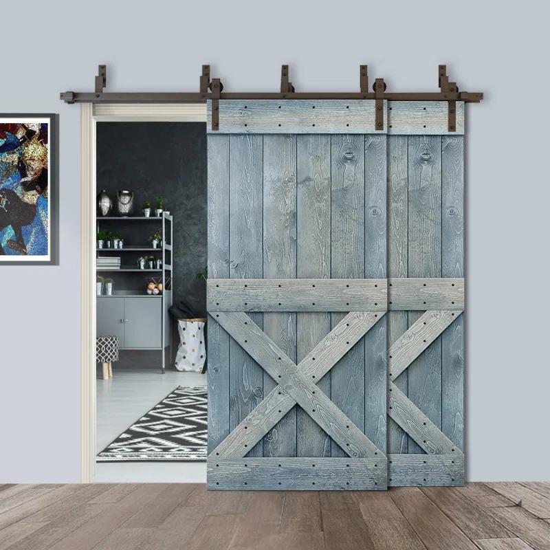 Calhome 84'' Solid Wood Paneled Painted with Installation Hardware Kit Barn Door