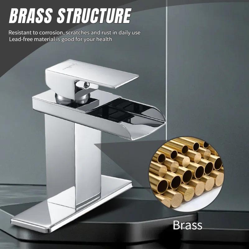 VIBRANTBATH YZJ9009-C-2 Single-Hole Single-handle Bathroom Faucet with Drain Assembly