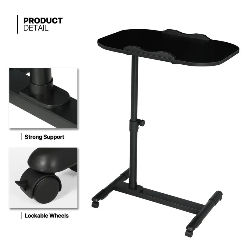 Adjustable Standing Desk Laptop Cart Tray Stand Mobile Rolling Tiltable Bedside Table