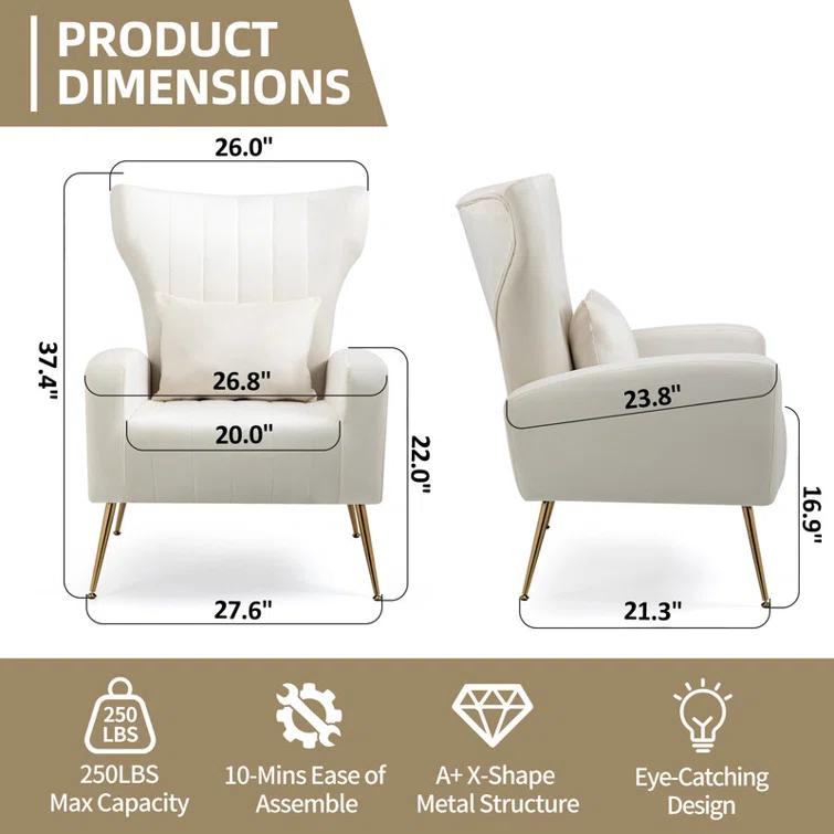 Mercer41 Upholstered Velvet Armchair (Set of 2)