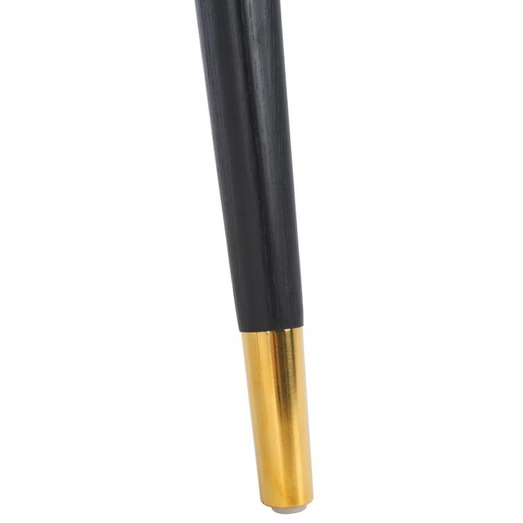 SAFAVIEH Couture Rogue Mid-Century Linen Solid Dining Chair, Black/Natural