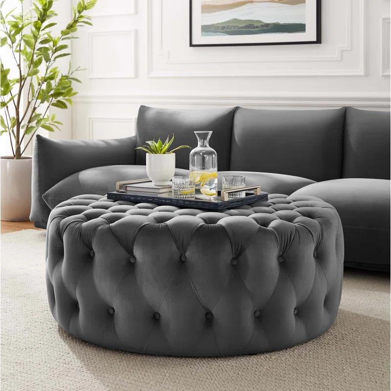 Modway Modway Amour Tufted Button Large Round Performance Velvet Ottoman
