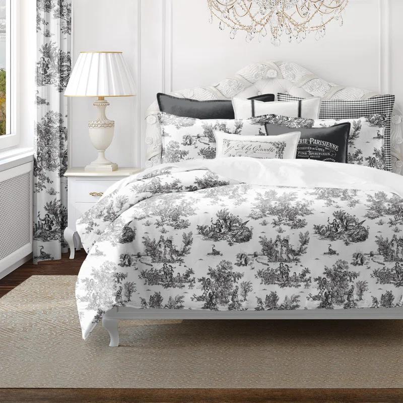 Jardin Du Jouy Toile Black Coverlet Set 8 Piece