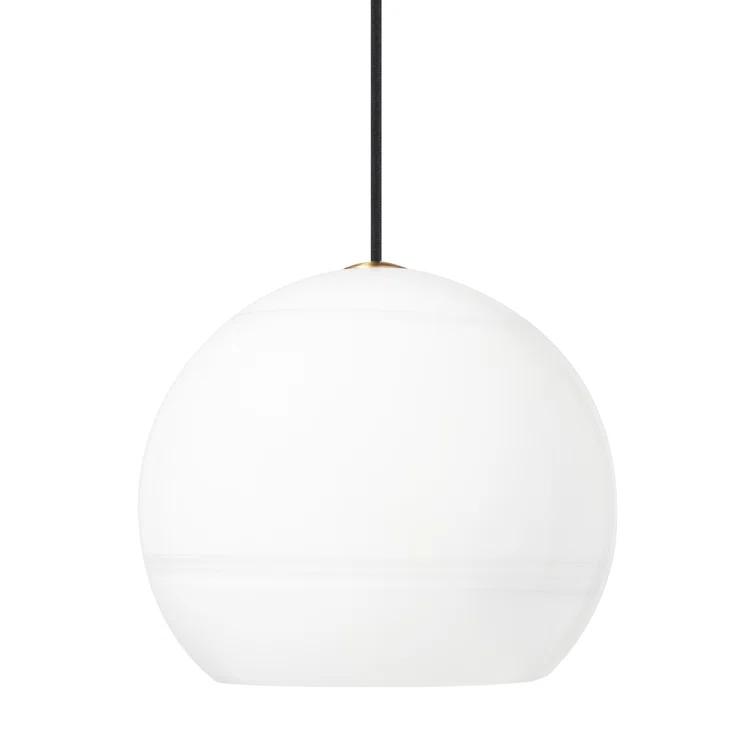 Aged Brass and White Glass Globe LED Pendant Light