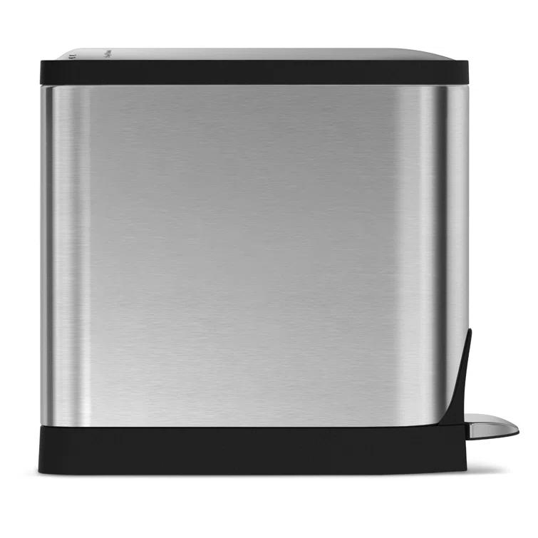 Simplehuman 10 Liter Butterfly Lid Bathroom Trash Can, Brushed Stainless Steel