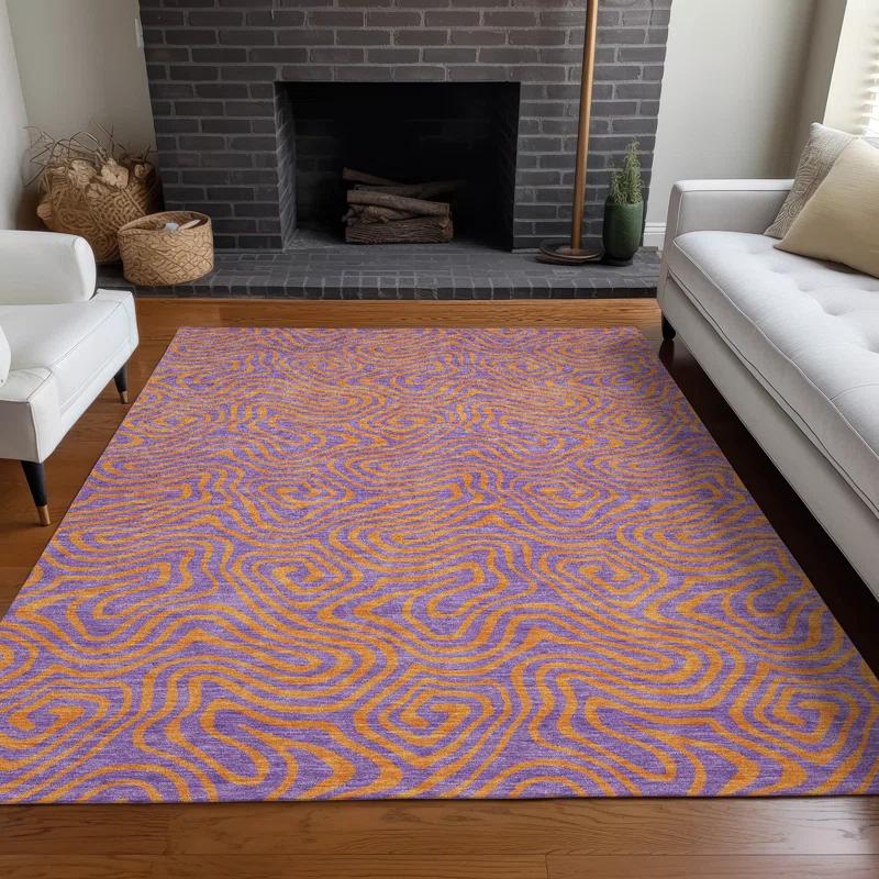 Machine Washable Indoor/Outdoor Chayden ACN1031 Purple 2'3" x 7'6" Runner Rug