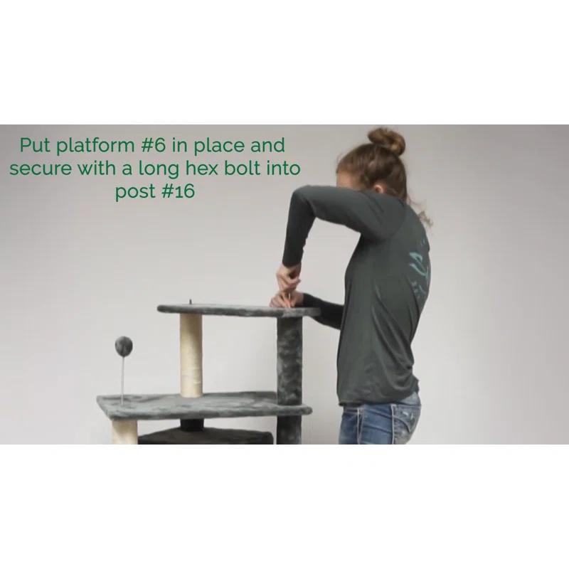 FurHaven Tiger Tough Platform House Playground - Gray, 60"