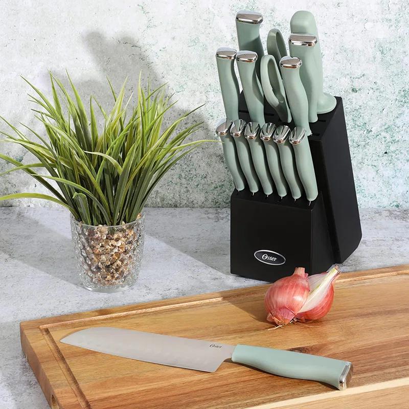 15 Piece Mint Stainless Steel Cutlery Set with Block