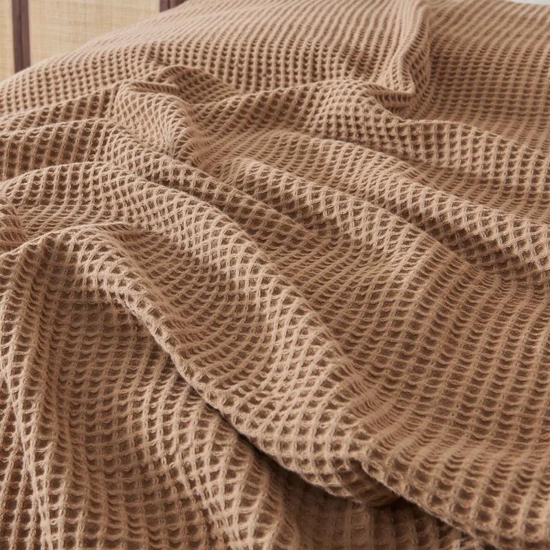 Toffee Full Cotton Waffle Weave Throw Blanket