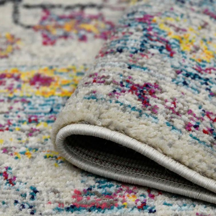 AMER Rugs Alyssa Transitional Bordered Durable Performance Multicolor Area Rug