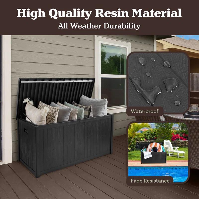 Pure Garden Outdoor Storage Box - 113 Gallon Lockable Deck Box for Pool Accessories, Patio Furniture Cushions, or Package Delivery for Outside by Pure Garden