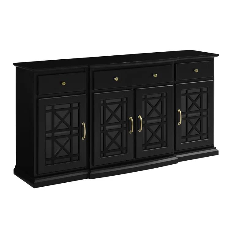 Three Posts™ Saugeries Fretwork Detailed Glass Door Sideboard