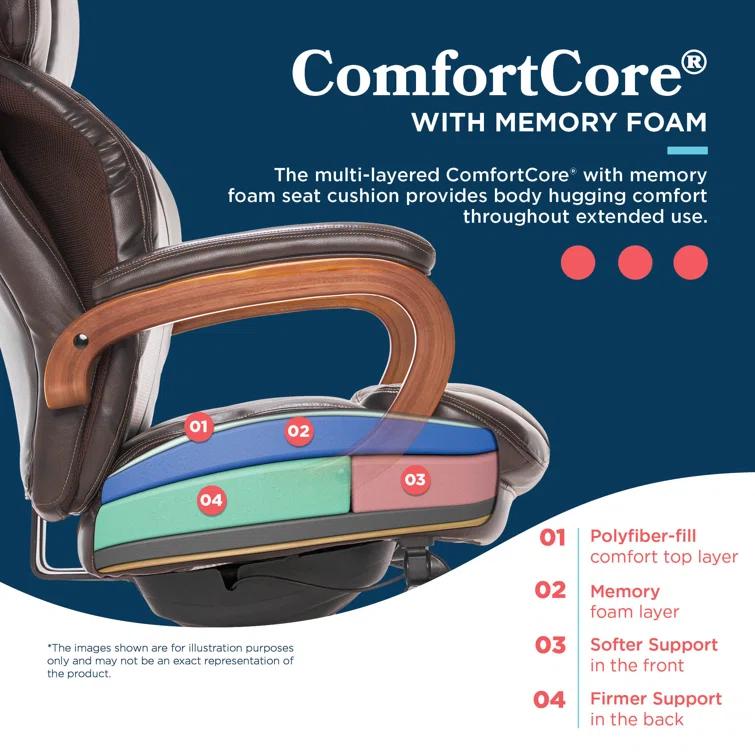 La-Z-Boy Big and Tall Trafford Executive Office Chair with AIR Ergonomic Support Technology, High Back Ergonomic Chair with Lumbar Support, Bonded Leather & Reviews | Wayfair