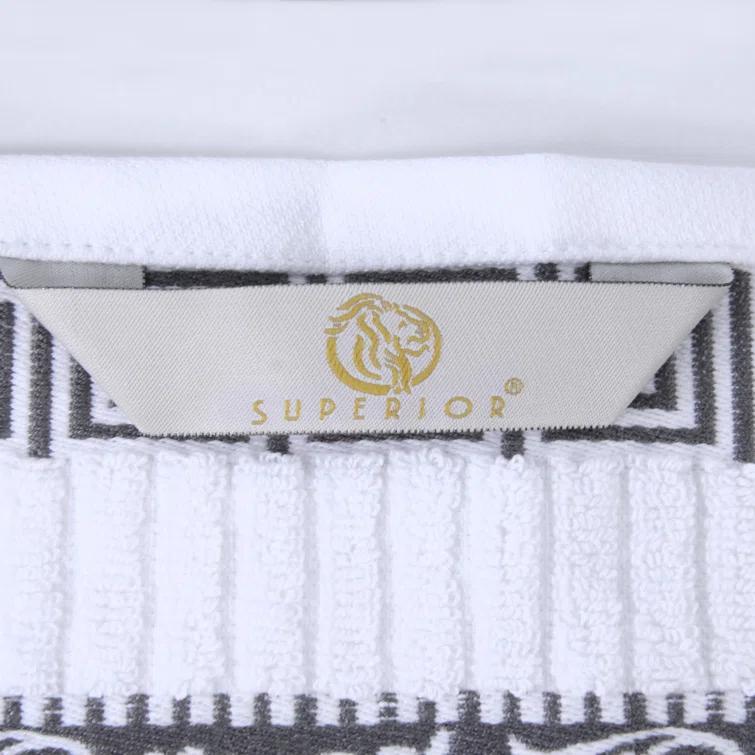 Superior Athens Cotton Medium Weight Floral Border Greek Key Trim 8 Piece Assorted Towel Set by Superior