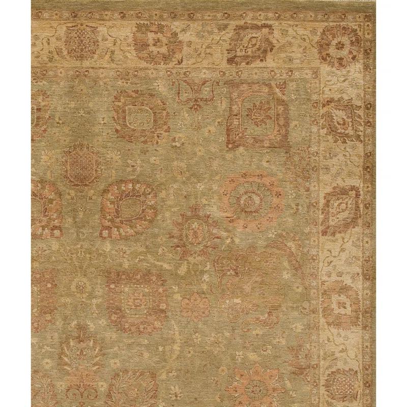 Bokara Rug Co., Inc. Rectangle Oriental Hand-Knotted Wool Area Rug in Pistachio/Ivory