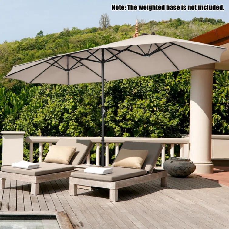 Latitude Run® 15 Feet Patio Double-Sided Umbrella With Hand-Crank System