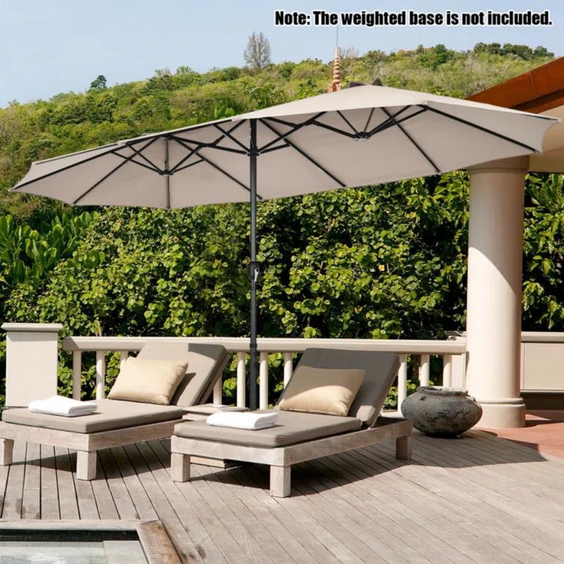Latitude Run® 15 Feet Patio Double-Sided Umbrella With Hand-Crank System