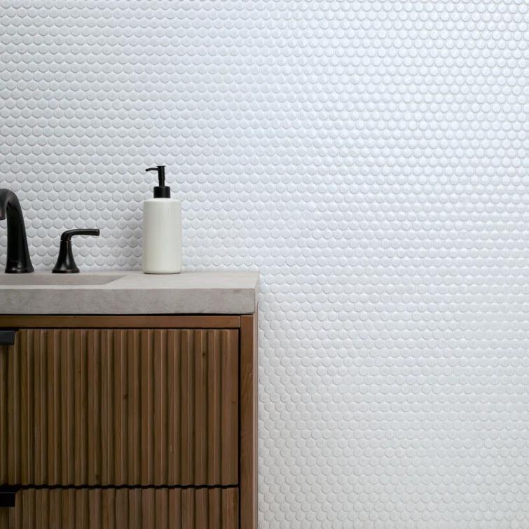 Penny Round 12 in. x 13 in. Porcelain Mosaic Floor and Wall Tile