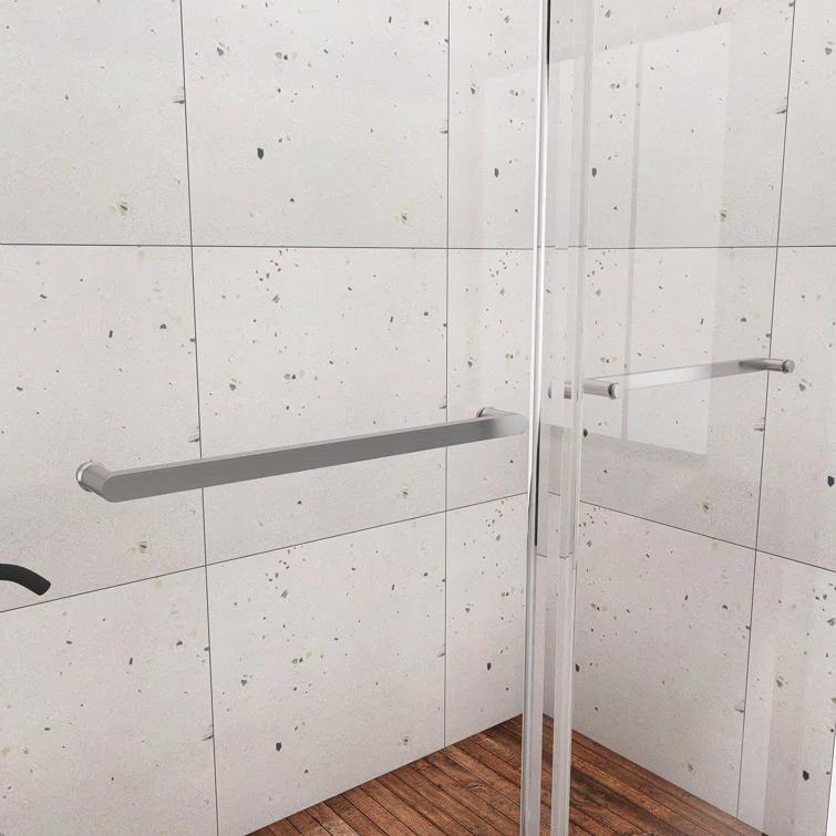 JimsMaison 72" W x 79" H Soft-Closing Double Sliding Frameless Shower Door with Clear Glass JMBGSD03-72BN