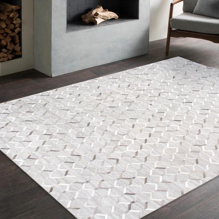 Pasargad Home Galaxy Hand-loomed Cowhide & Sari Silk Rug 9' 0" X 12' 0" Silver