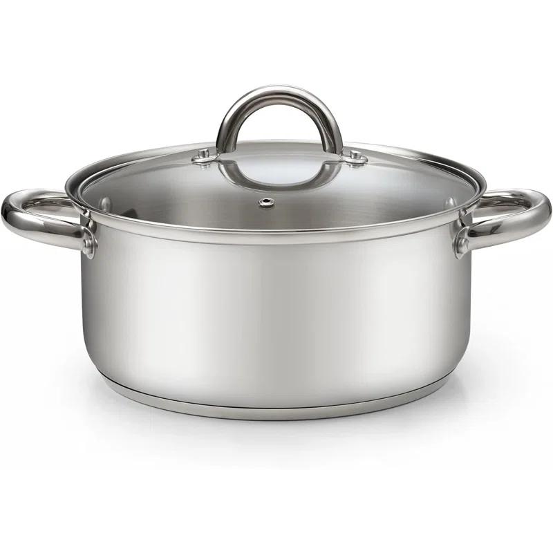Cook N Home Cook N Home 5.5-quart Sauce Pot Stainless Steel Stockpot With Glass Lid, Basics Saucier Casserole Stock Pot