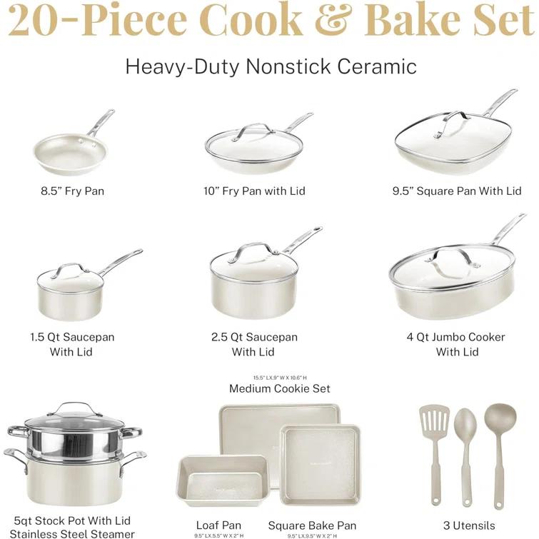 Gotham Steel Gotham Steel Naturals 20 Pc Express Cookware and Bakeware Set with Utensils