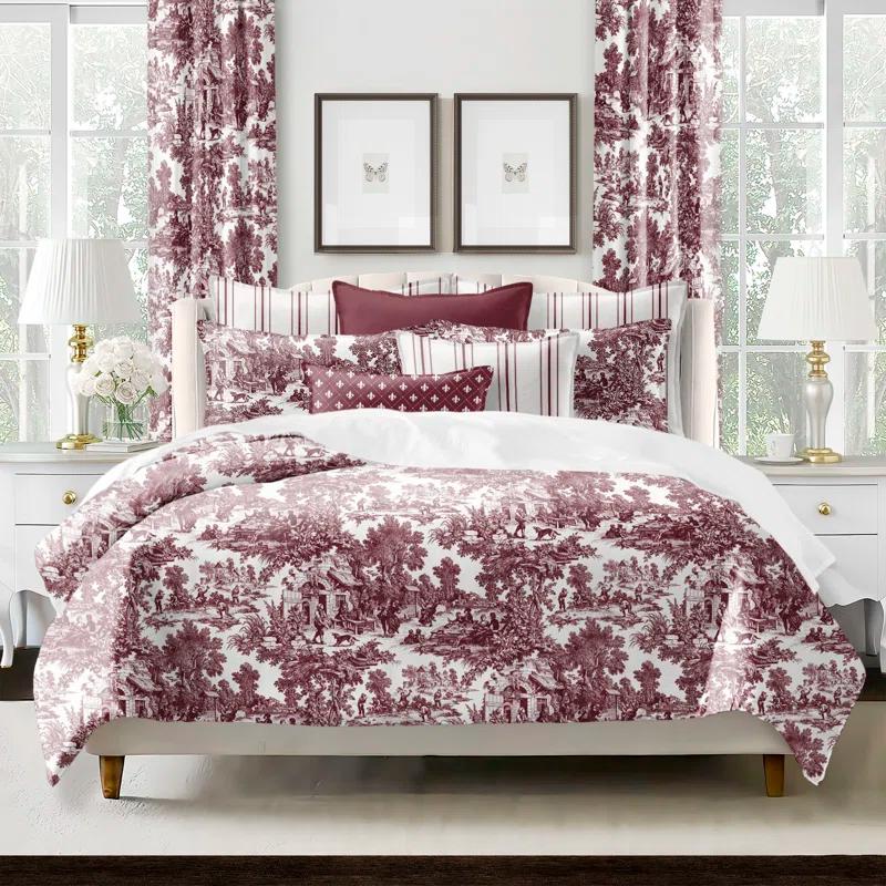 Au Village Toile Merlot  Cotton Comforter Set 8 Piece