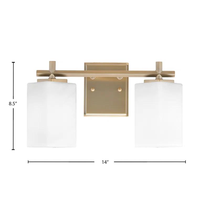 Toltec Lighting Franklin 2 Light Bath Bar With 3.5" Square White Marble Glass