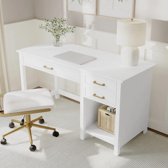Martha Stewart Martha Stewart Hutton Shaker Style Home Office Desk With 2 Side Drawers