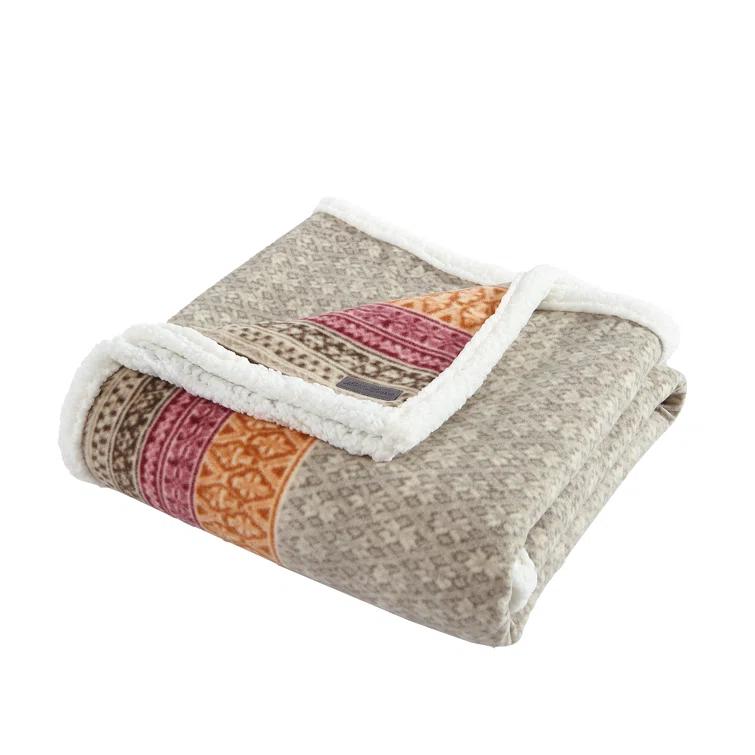 Eddie Bauer Eddie Bauer Printed Plush Fleece/Sherpa Oversized Throw Blanket