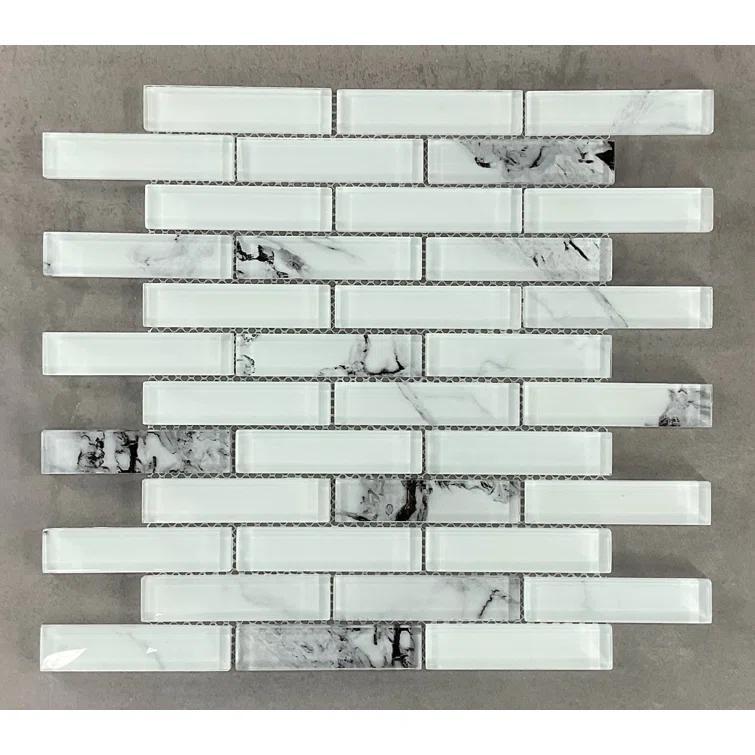 ES Stone Art Craft Brick Joint 1" x 4" Glass Mosaic Wall Tile (Set of 10)