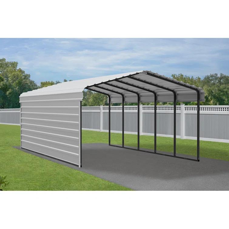 Arrow Arrow Steel Carport with 1 Side Wall Kit, 12X24X07