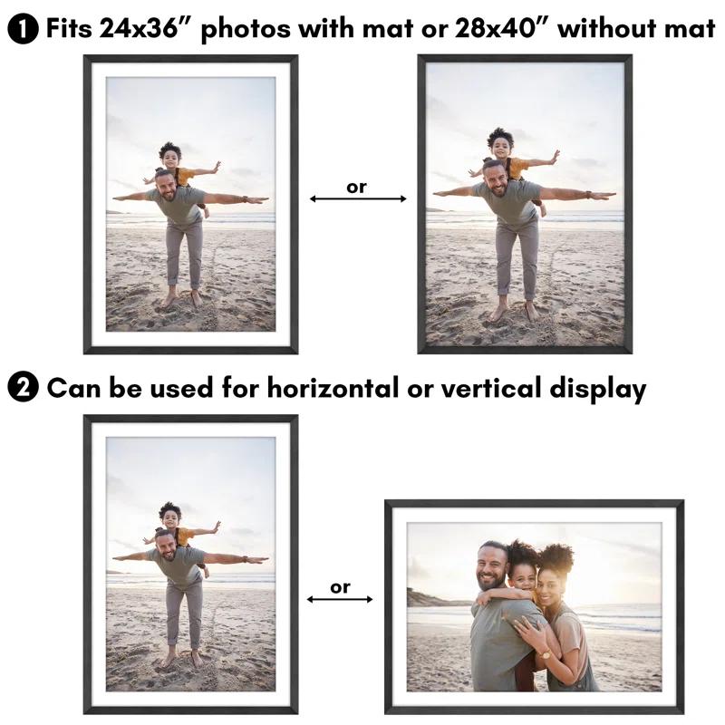 Americanflat Picture Frame - Frame with Mat - Wide Molding - Shatter-Resistant Glass | Wayfair