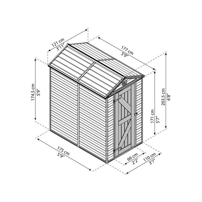 Canopia Palram - Canopia SkyLight 4 ft W x 6 ft D Polycarbonate Shed - Tan